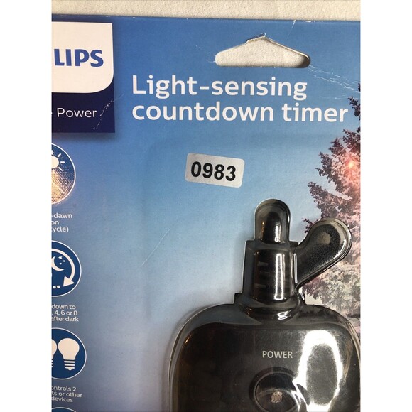 New Philips Dusk to Dawn Sensing 8/6/4/2hr Countdown Timer Outdoor 2 Outlet - Picture 11 of 11